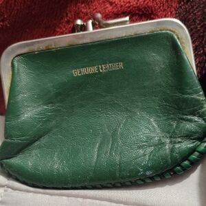 Vintage Green Leather Coin Purse